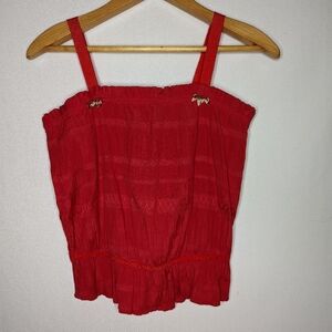 Eddie Rodriguez Red Crop Top Tank Top Size Medium